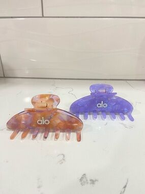 Alo 90’s Hair Claw Clips - Lavender & Peach Marbled Set